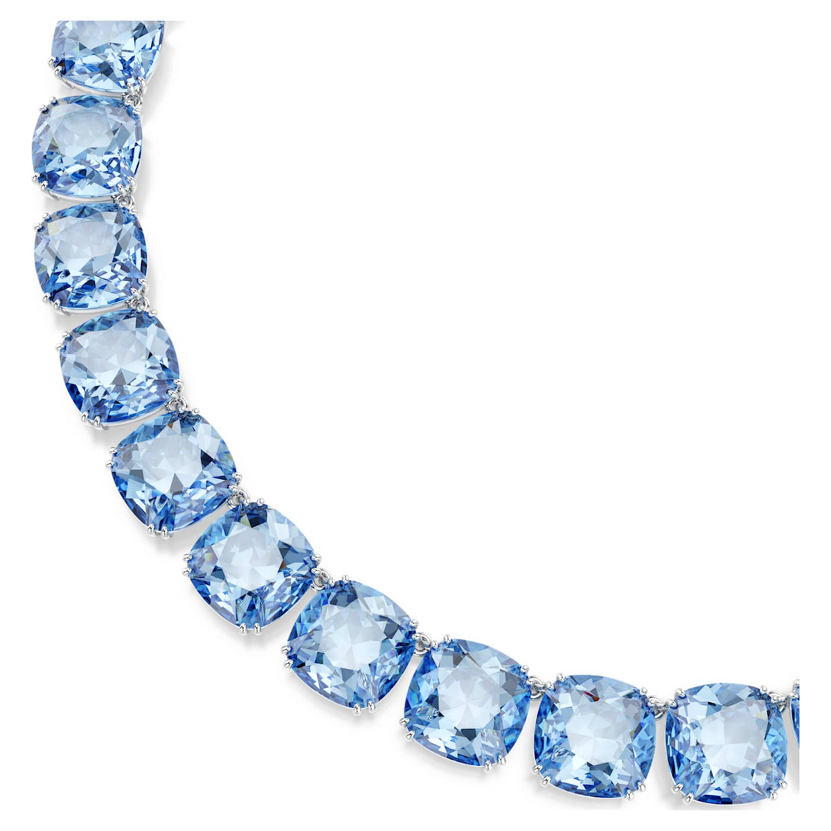 Swarovski Millenia necklace with blue cushion-cut accents and rhodium plating