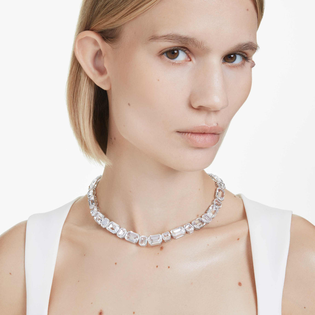 Swarovski Millenia necklace Octagon cut, White, Rhodium plated