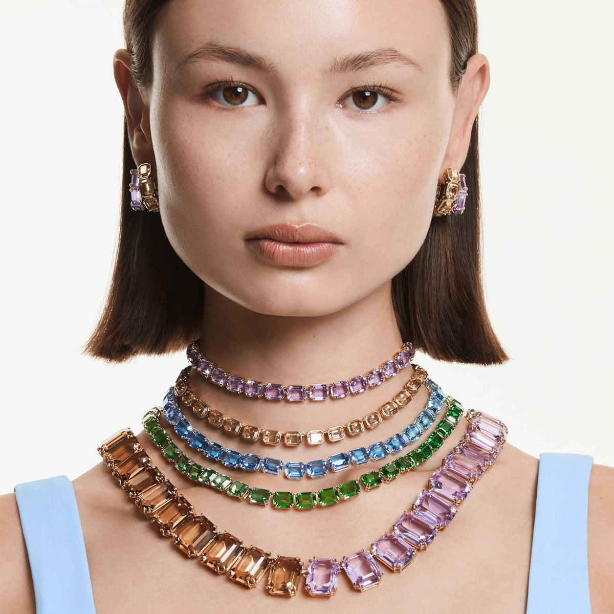 Swarovski Millenia necklace with yellow octagon-cut accents and an 18K gold finish