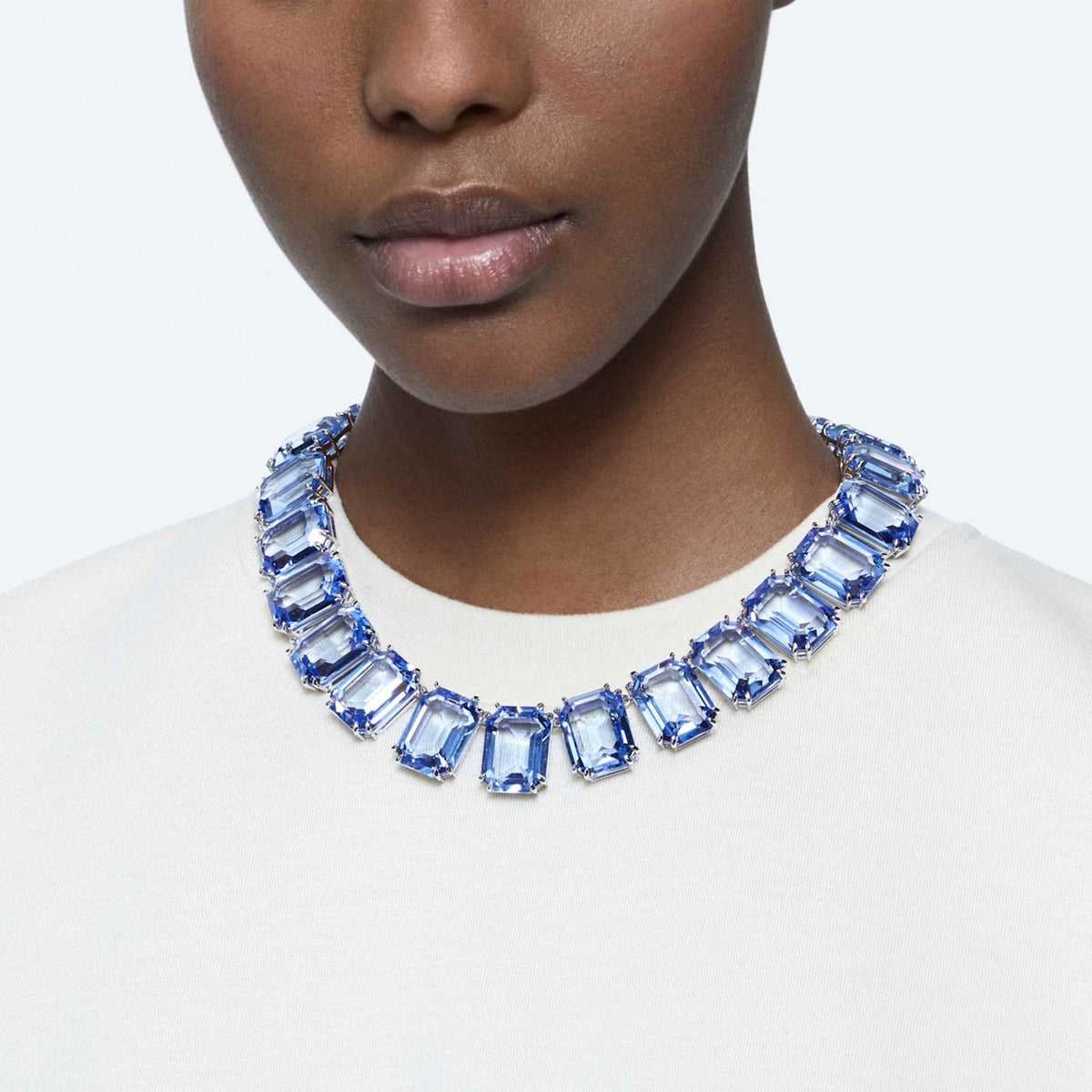 Swarovski Millenia necklace Oversized crystals, Octagon cut, Purple, 18K gold finish