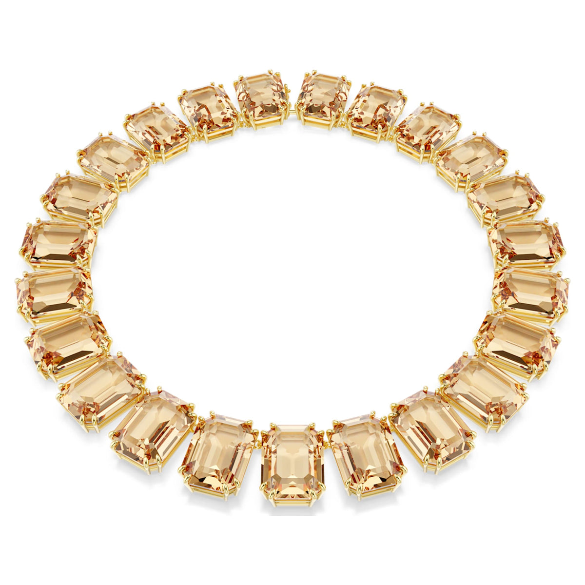 Swarovski Millenia necklace Oversized crystals, Octagon cut, Caramel, 18K gold finish
