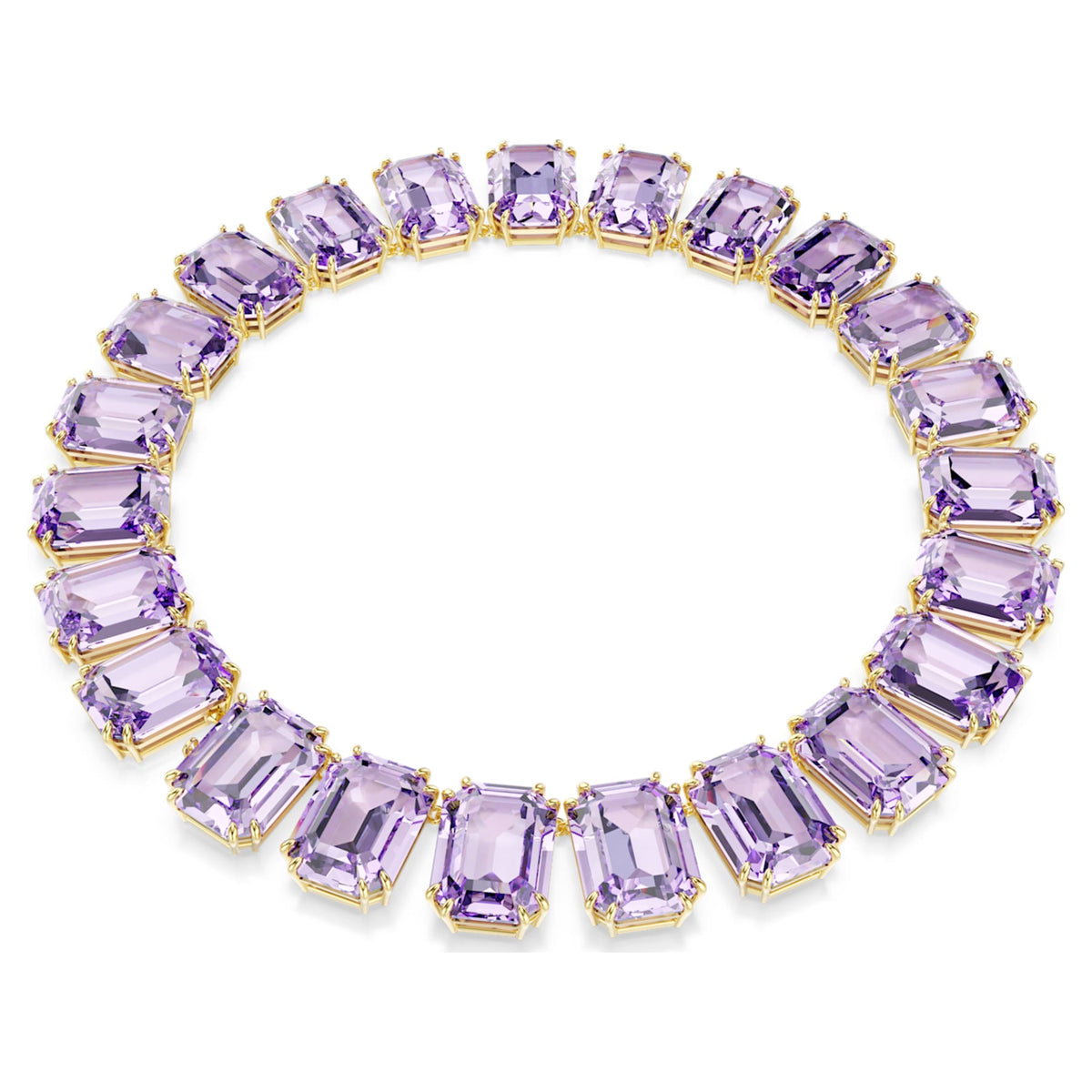 Swarovski Millenia necklace Oversized crystals, Octagon cut, Purple, 18K gold finish