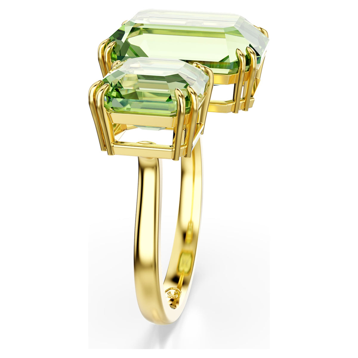 Swarovski Millenia open ring with green octagon-cut accents and an 18K gold finish