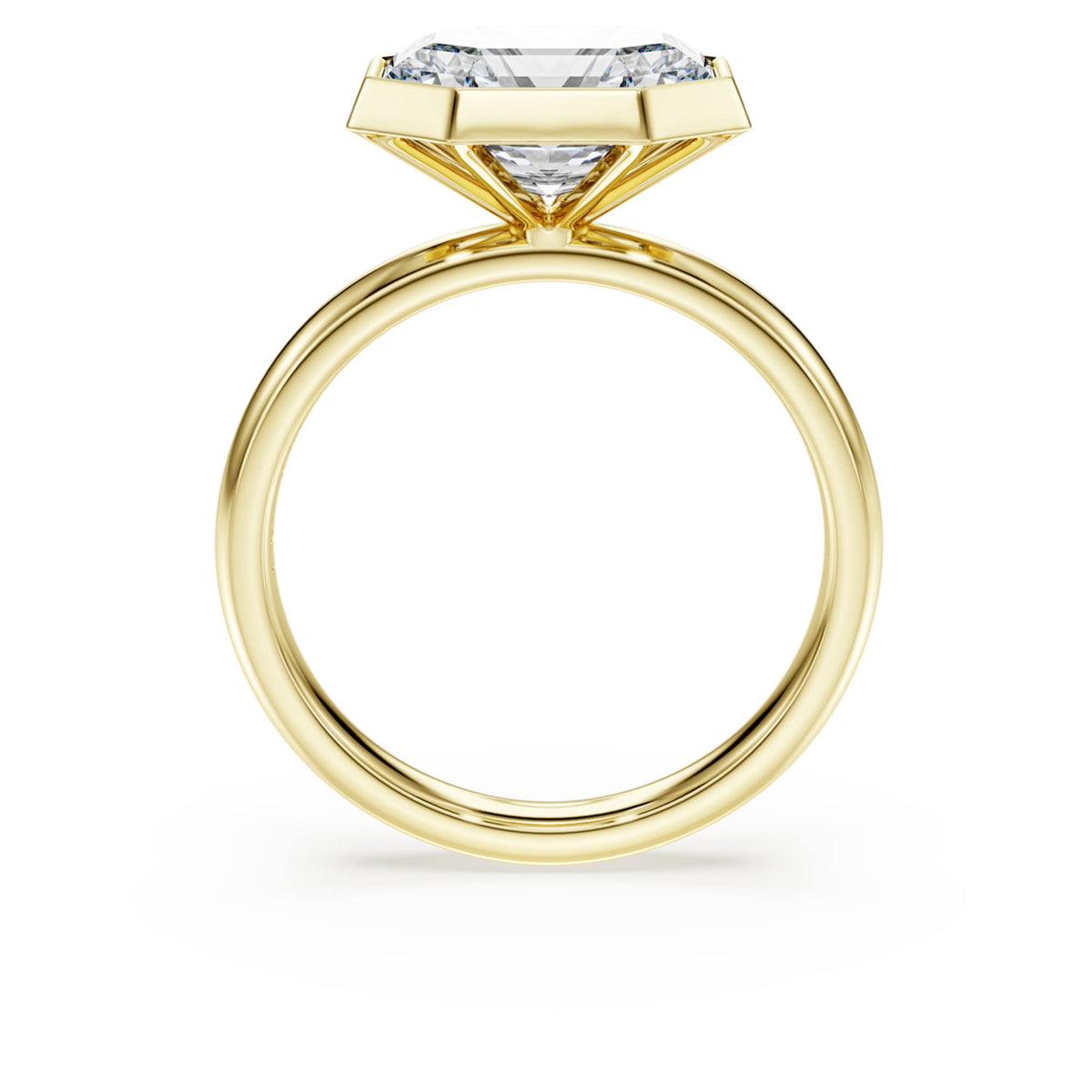 Swarovski Octagon bezel ring Lab-grown diamonds 3.0 ct tw, Octagon shape, 14K yellow gold