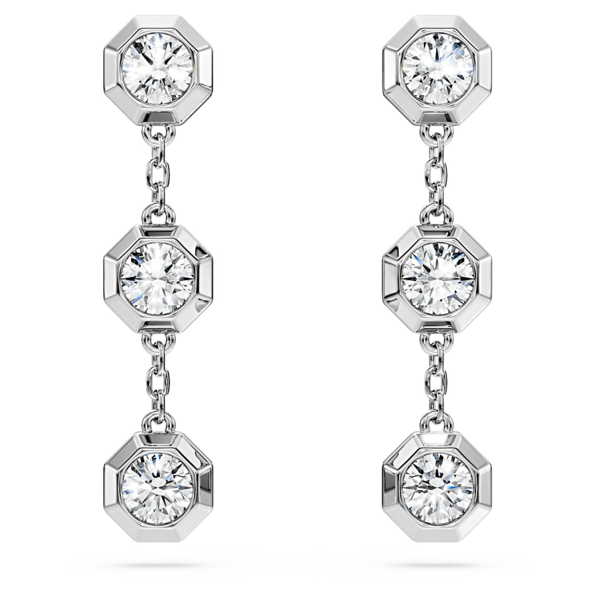 Swarovski Octagon drop earrings Lab-grown diamonds 0.6 ct tw, Round shape, Sterling silver