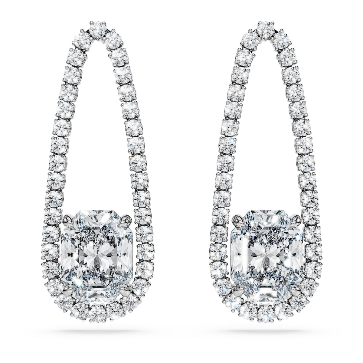 Swarovski Octagon Tennis earrings Lab-grown diamonds 7.95 ct tw, Mixed shapes, 18K white gold