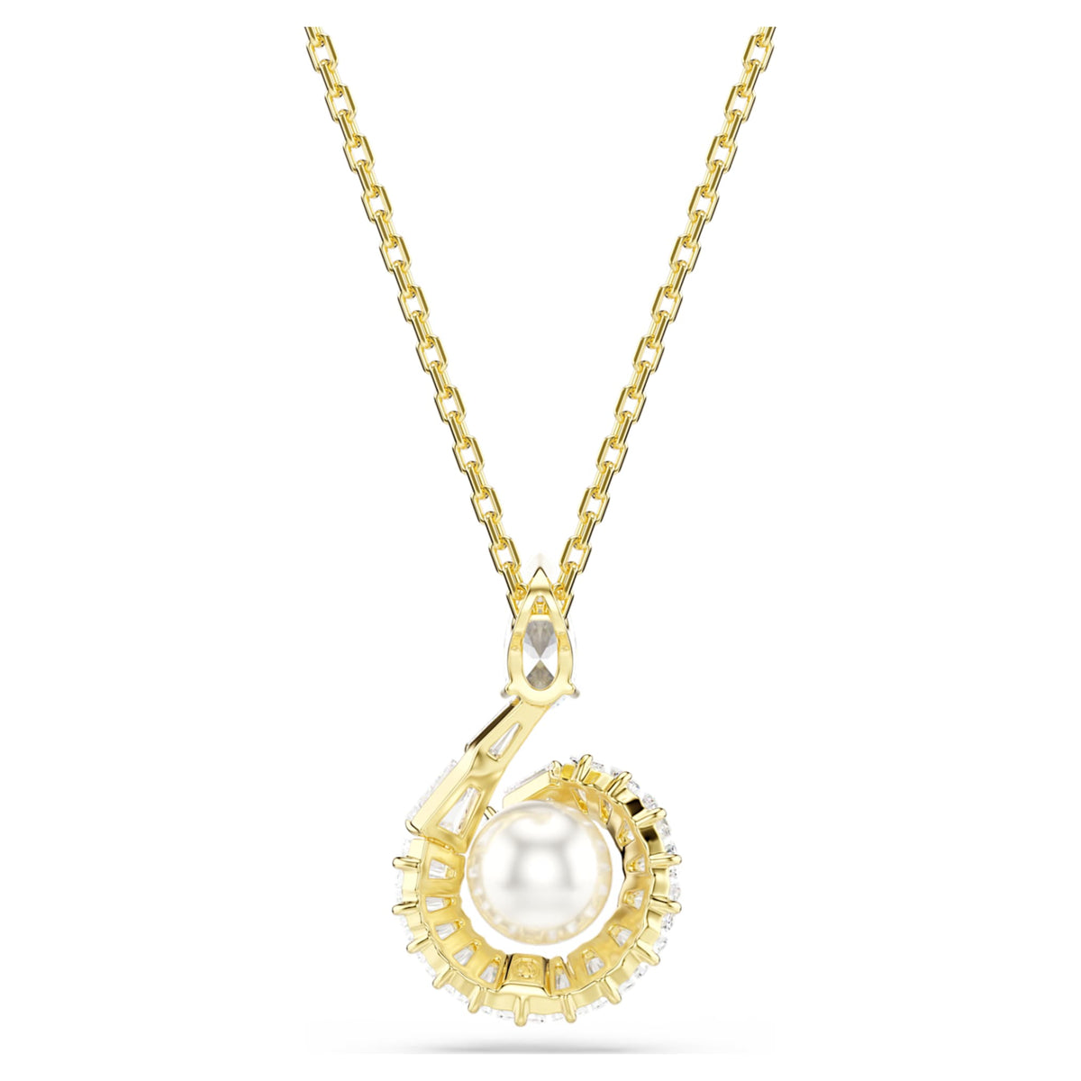 Swarovski Snake pendant Crystal pearl, Mixed cuts, Year of the Snake, White, 18K gold finish