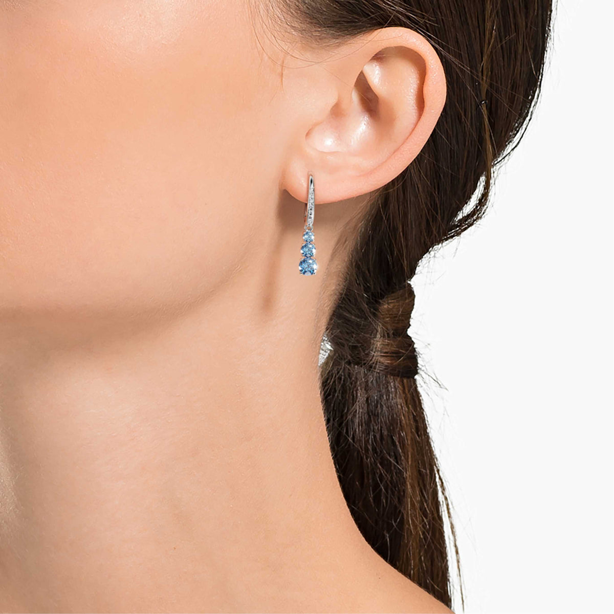 Swarovski Stilla Attract hoop earrings with white round-cut accents and rhodium plating