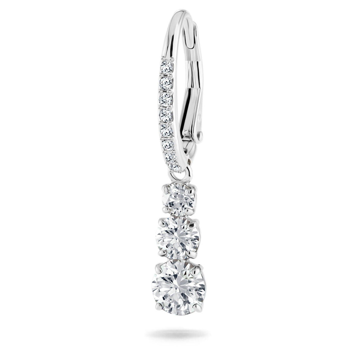 Swarovski Stilla Attract hoop earrings with white round-cut accents and rhodium plating