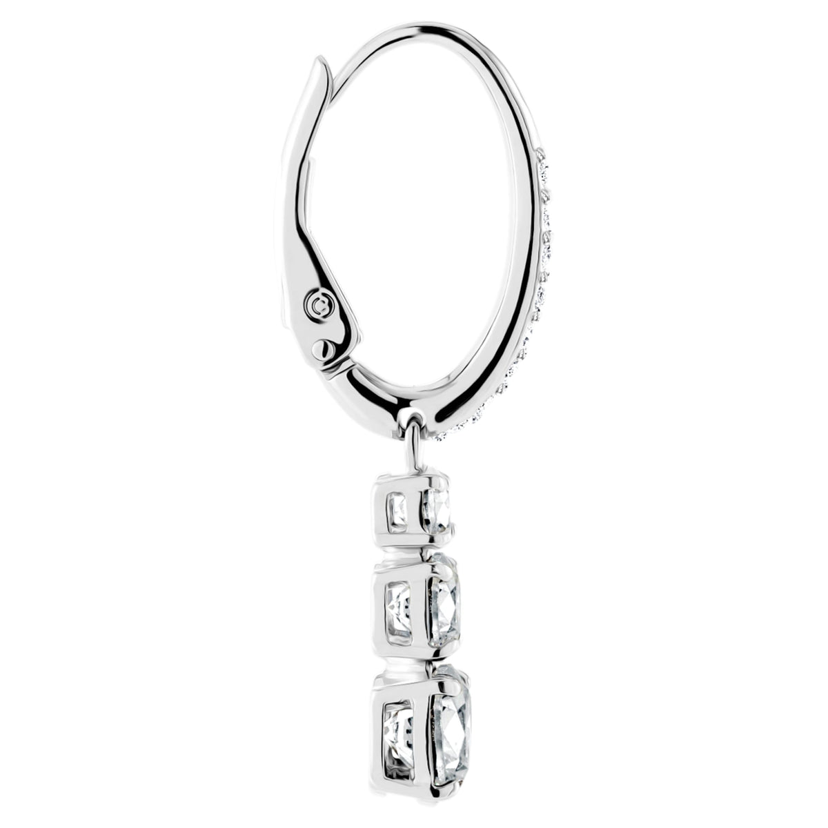 Swarovski Stilla Attract hoop earrings with white round-cut accents and rhodium plating