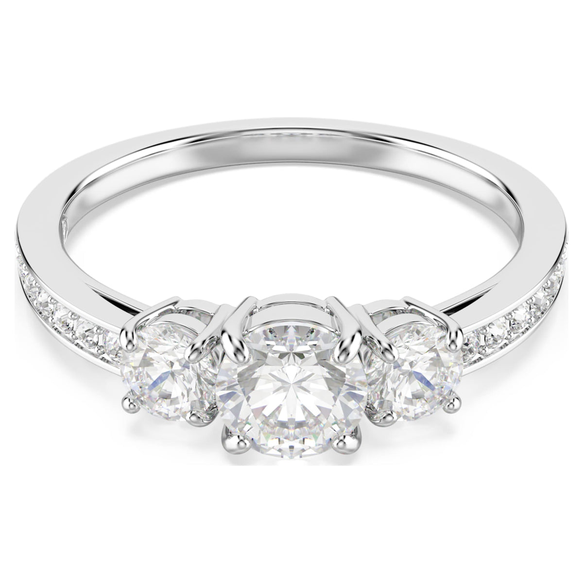 Swarovski Stilla Attract ring Round cut, White, Silver-tone finish