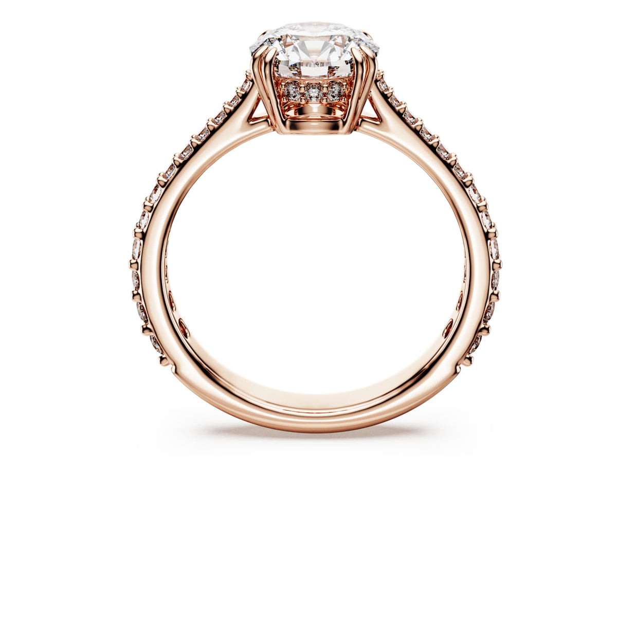 Swarovski Stilla cocktail ring with white round-cut accents and an 18K rose gold finish