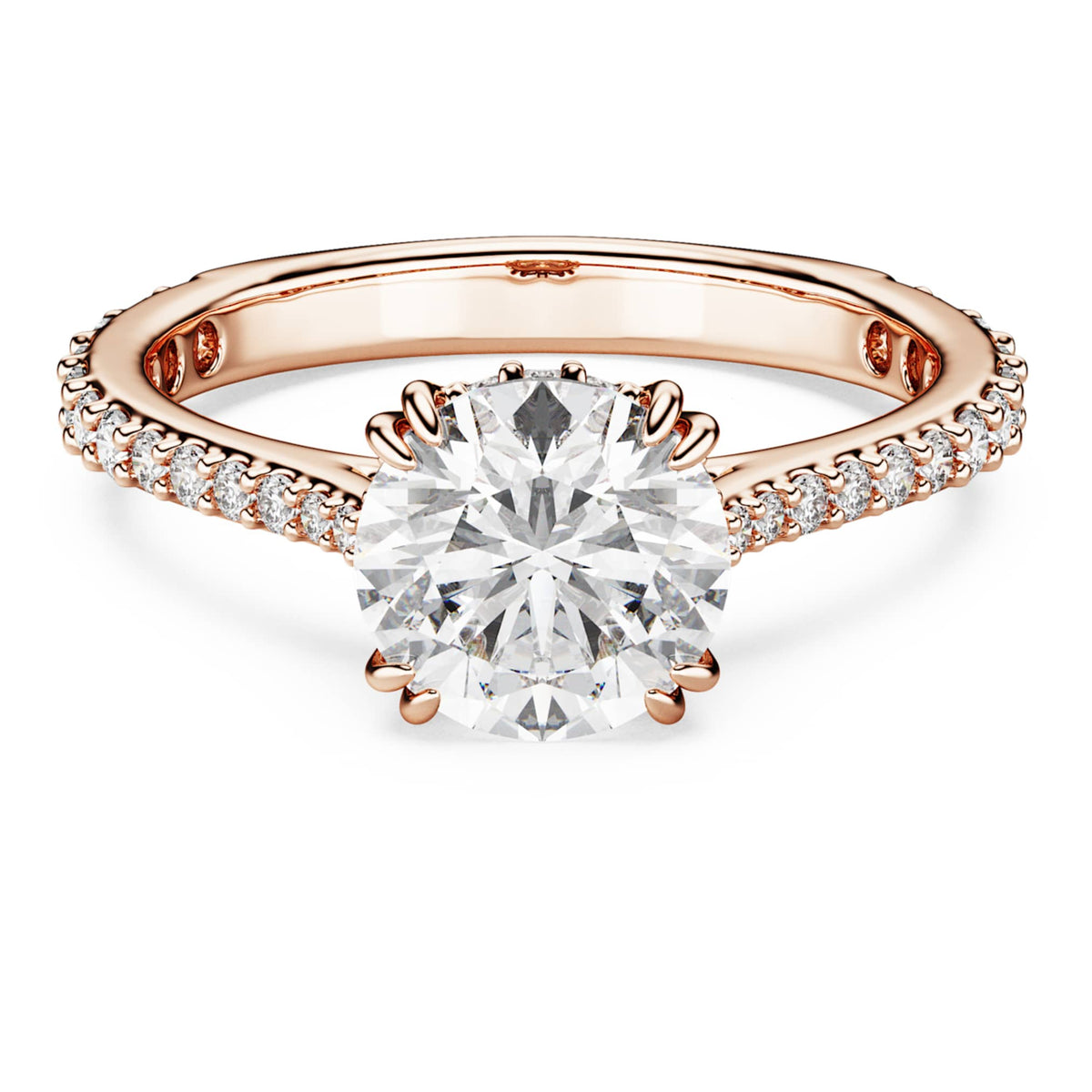 Swarovski Stilla cocktail ring with white round-cut accents and an 18K rose gold finish