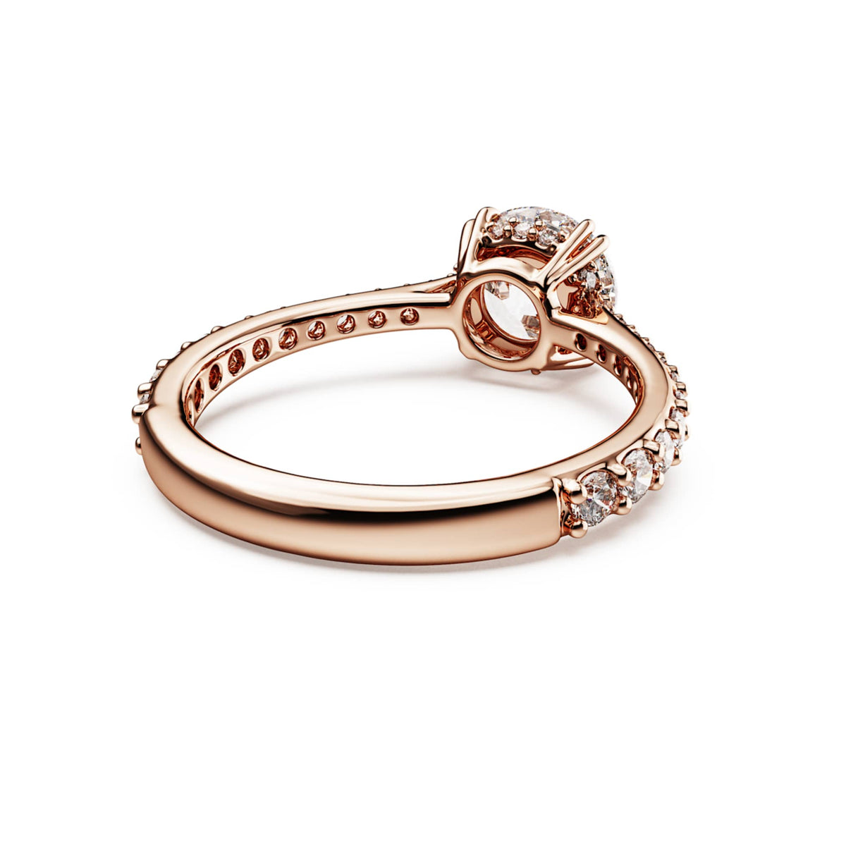 Swarovski Stilla cocktail ring with white round-cut accents and an 18K rose gold finish