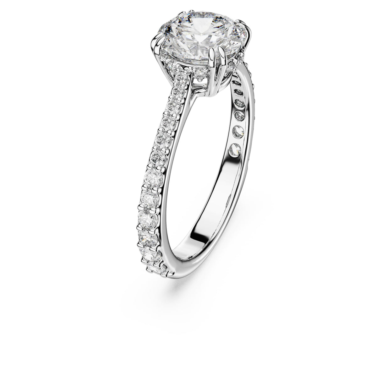 Swarovski Stilla cocktail ring Round cut, Pavé, White, Silver-tone finish