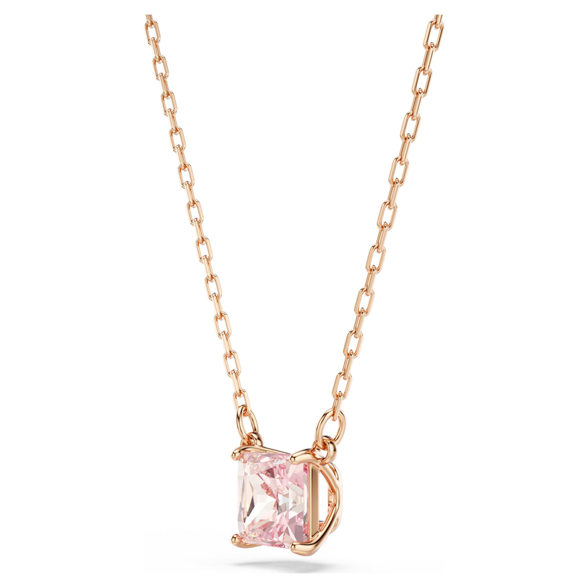 Swarovski Stilla pendant Square cut, Pink, 18K rose gold finish