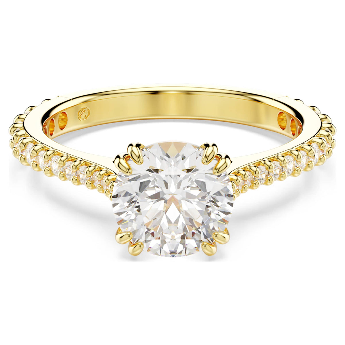 Swarovski Stilla ring Set (2), Round cut, White, 18K gold finish