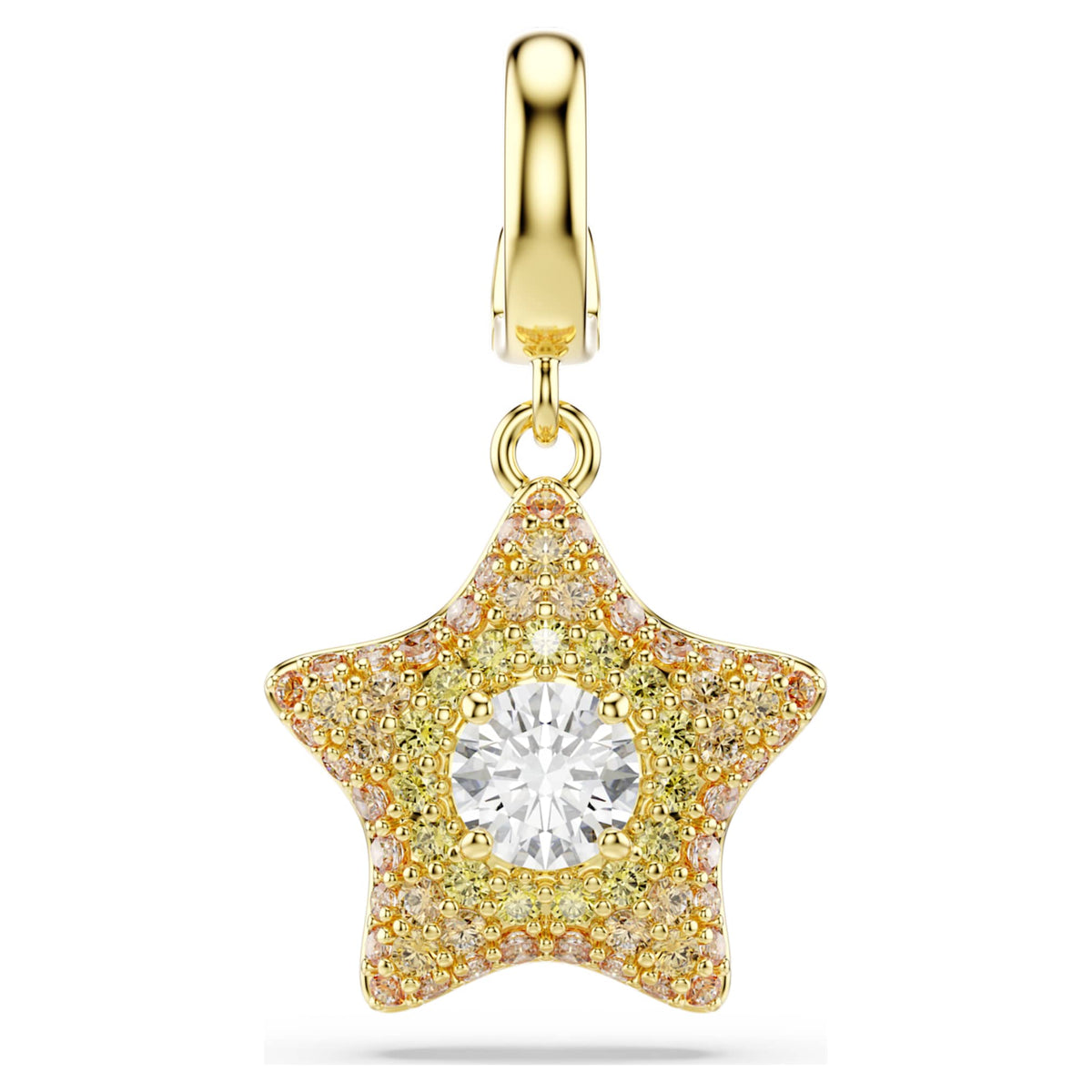 Swarovski Sublima charm Round cut, Star, Yellow, 18K gold finish