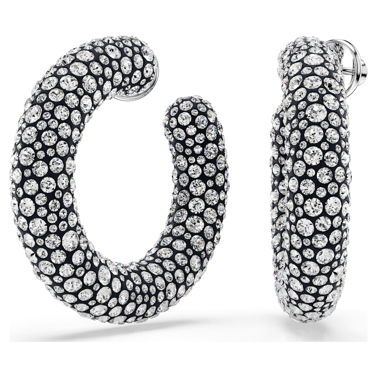 Swarovski Sublima hoop earrings Mixed round cuts, White, Rhodium plated