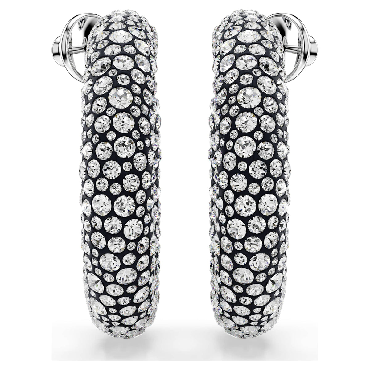 Swarovski Sublima hoop earrings Mixed round cuts, White, Rhodium plated