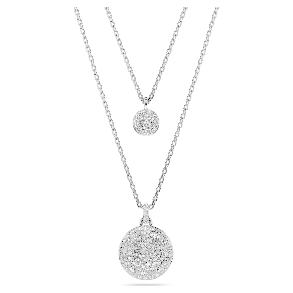 Swarovski Sublima layered pendant White, Rhodium plated