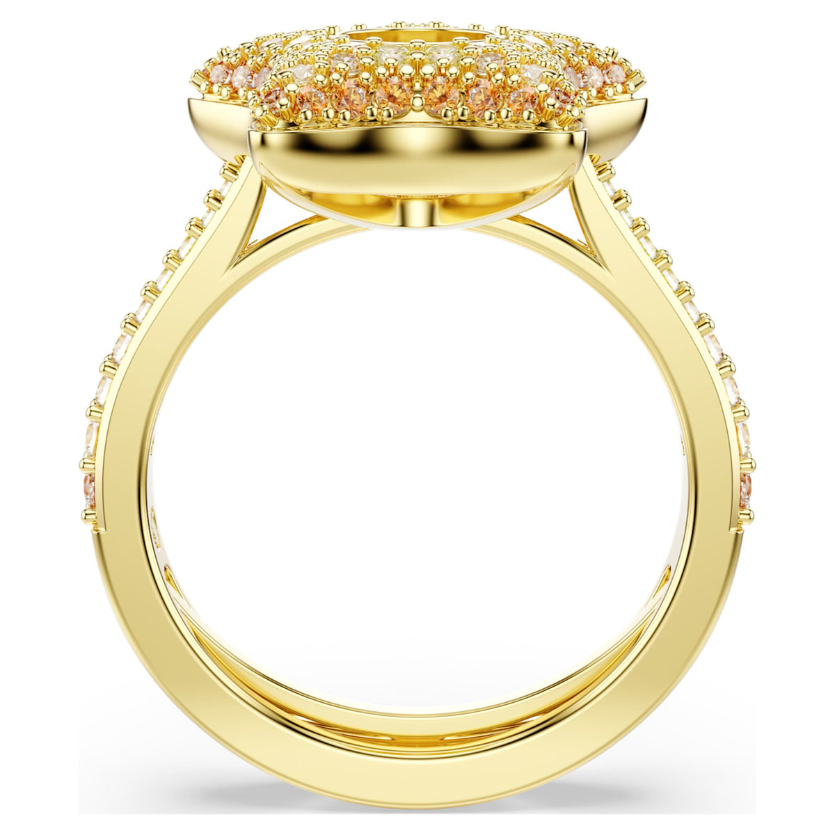 Swarovski Sublima ring featuring a star motif with multicolored round-cut accents and an 18K gold finish