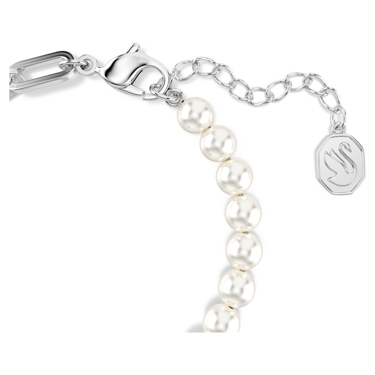 Swarovski Swan bracelet Crystal pearl, Swan, Black, Mixed metal finish
