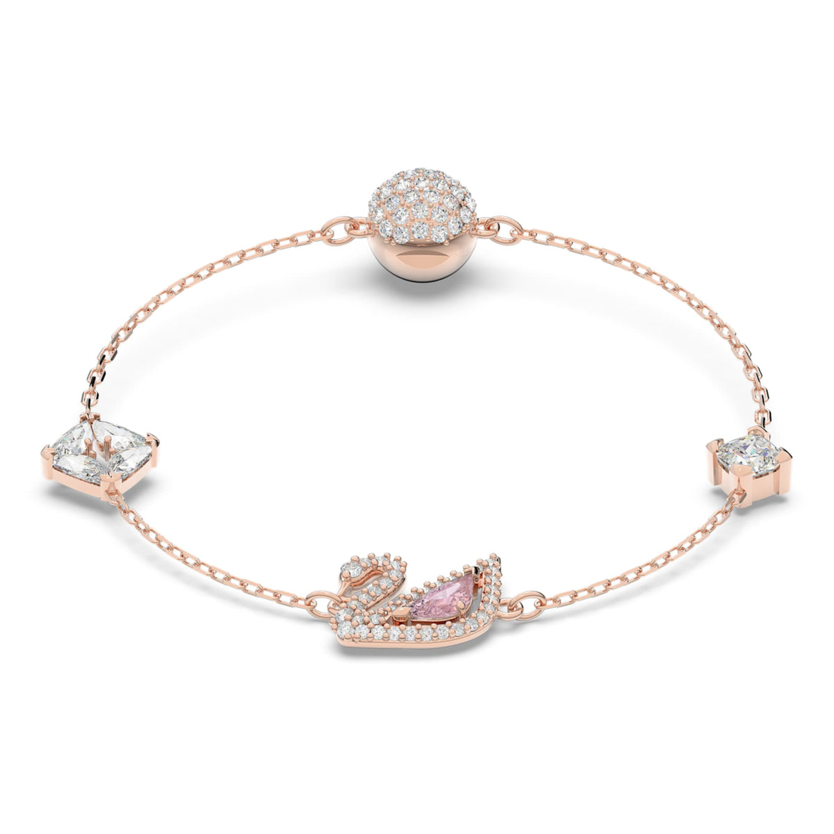 Swarovski Swan bracelet with pink accents and an 18K rose gold finish