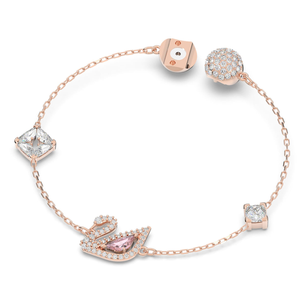 Swarovski Swan bracelet with pink accents and an 18K rose gold finish