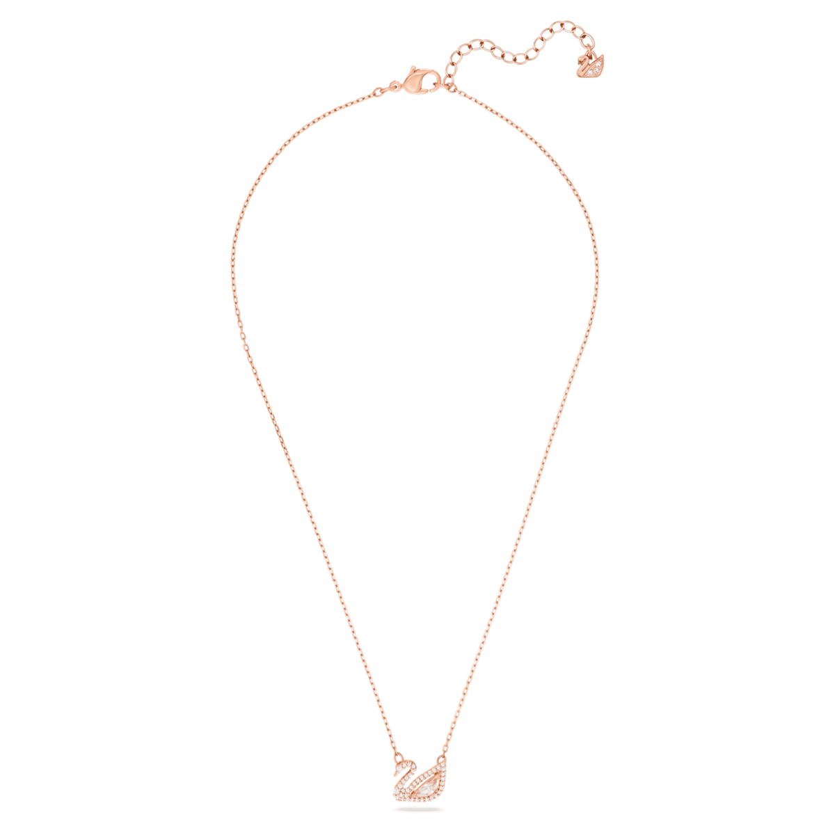 Swarovski Swan necklace with pink accents and an 18K rose gold finish