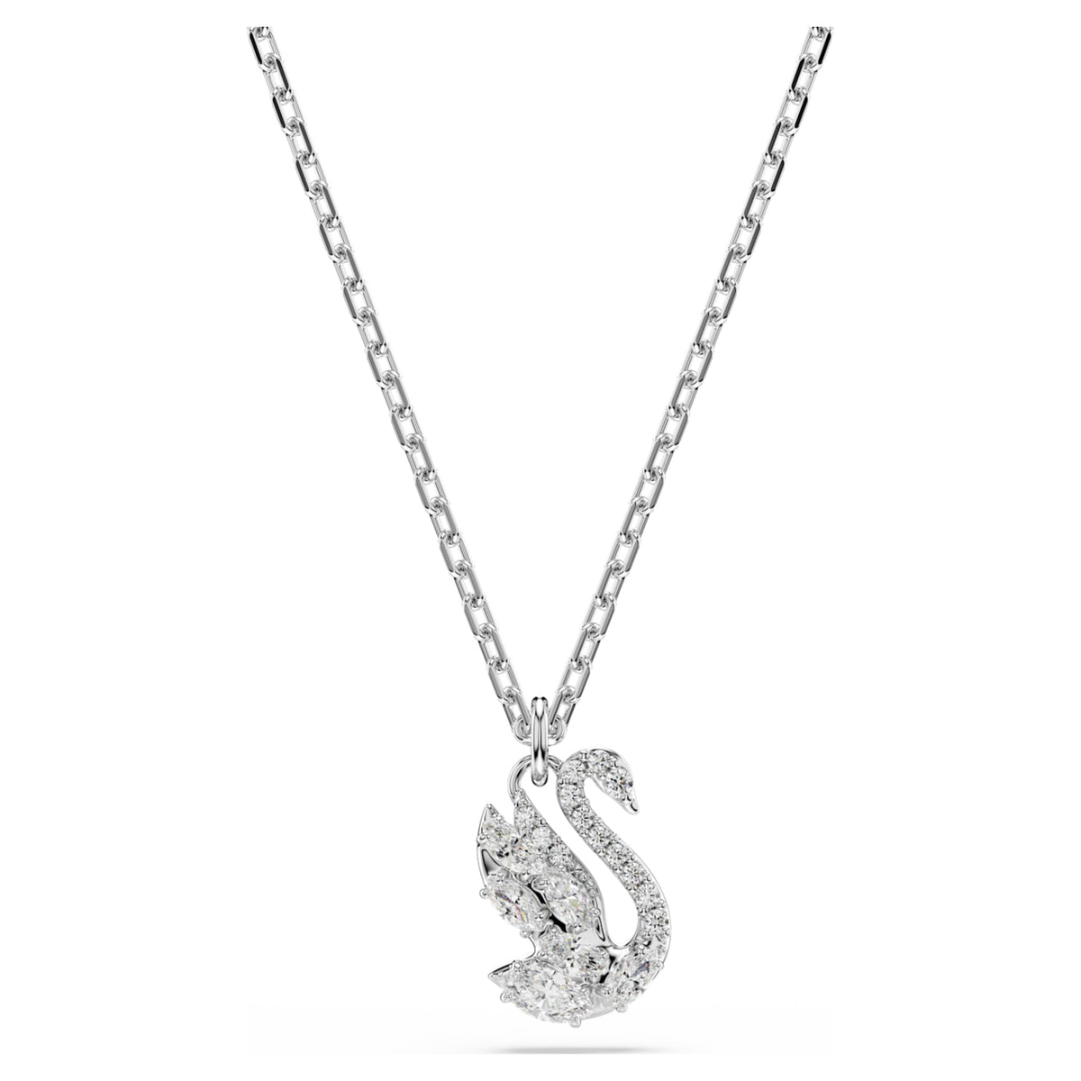 Swarovski Swan pendant Mixed cuts, Swan, White, Rhodium plated