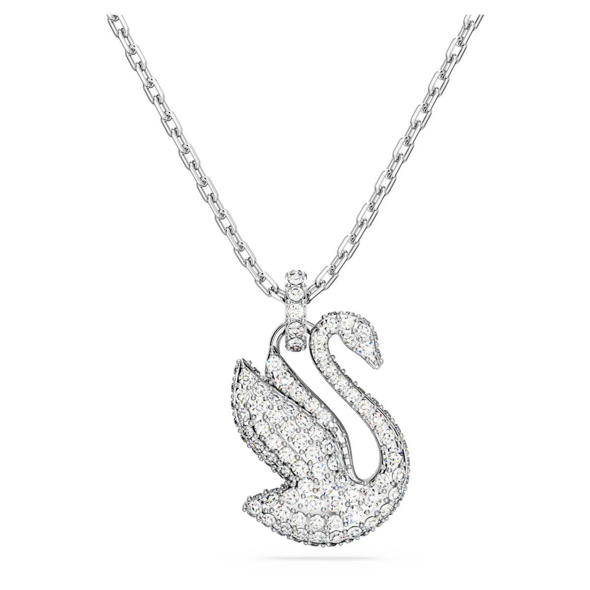 Swarovski Swan pendant Swan, Medium, White, Rhodium plated