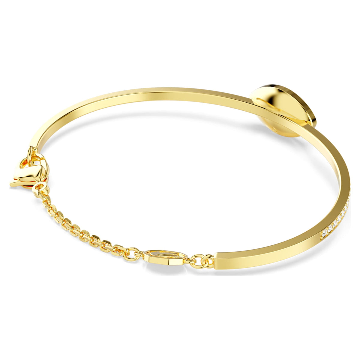 Swarovski Symbolica bangle featuring a evil eye motif with blue accents and an 18K gold finish