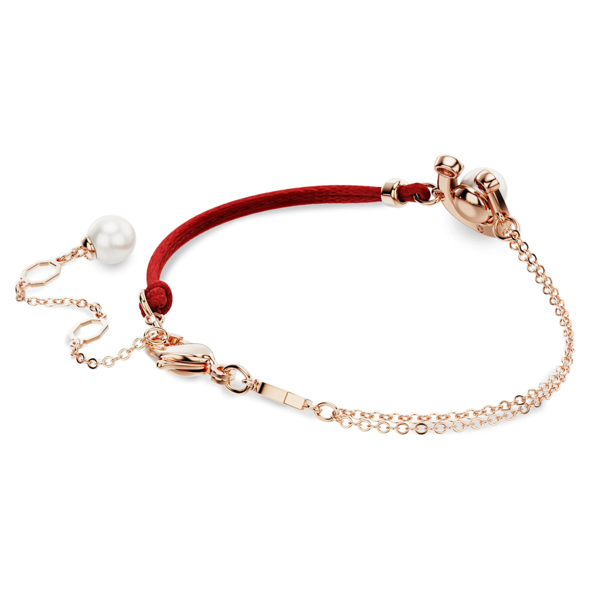 Swarovski Symbolica bracelet Crystal pearl, Pavé, Horse shoe, White, 18K rose gold finish