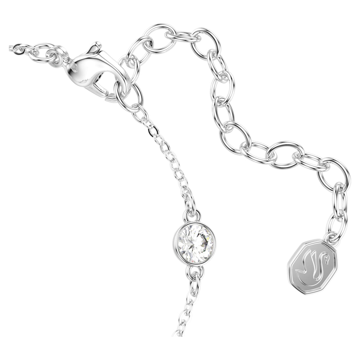 Swarovski Symbolica bracelet featuring a moon motif with blue round-cut accents and rhodium plating