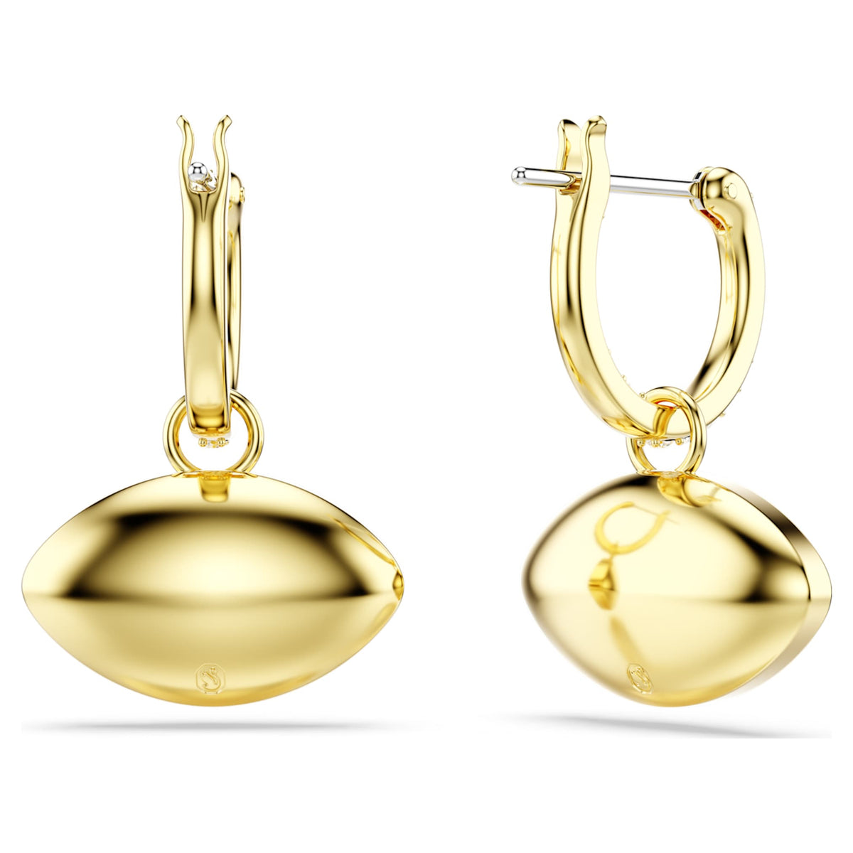 Swarovski Symbolica drop earrings featuring a evil eye motif with blue accents and an 18K gold finish