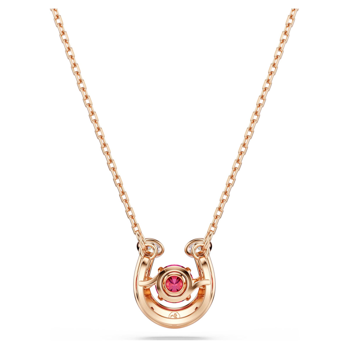 Swarovski Symbolica pendant Round cut, Pavé, Horse shoe, Red, 18K rose gold finish