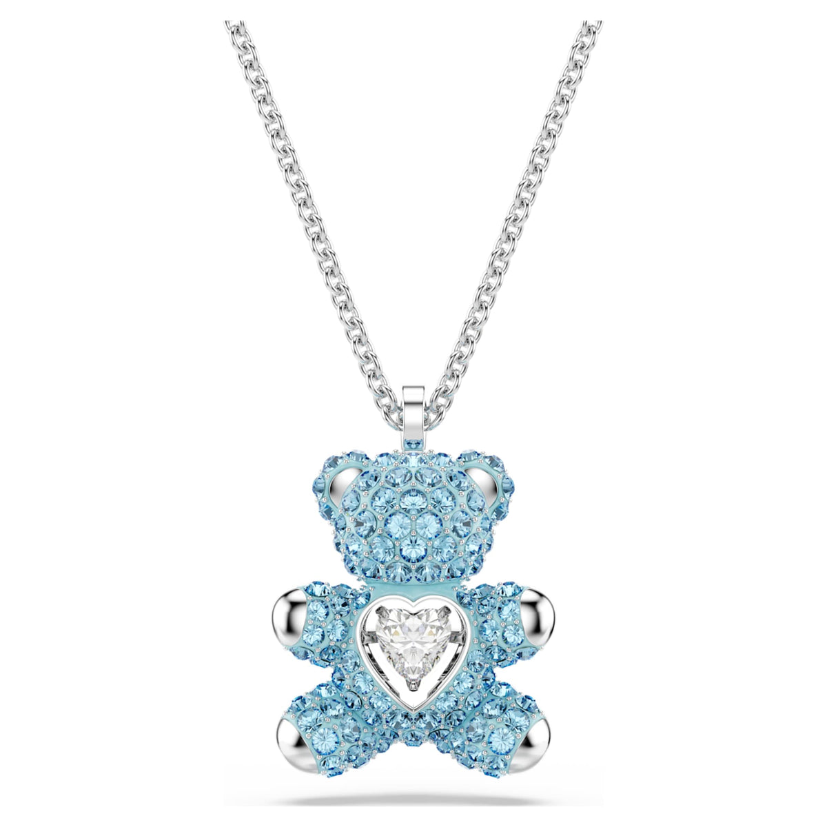 Swarovski Teddy pendant Bear, Blue, Rhodium plated