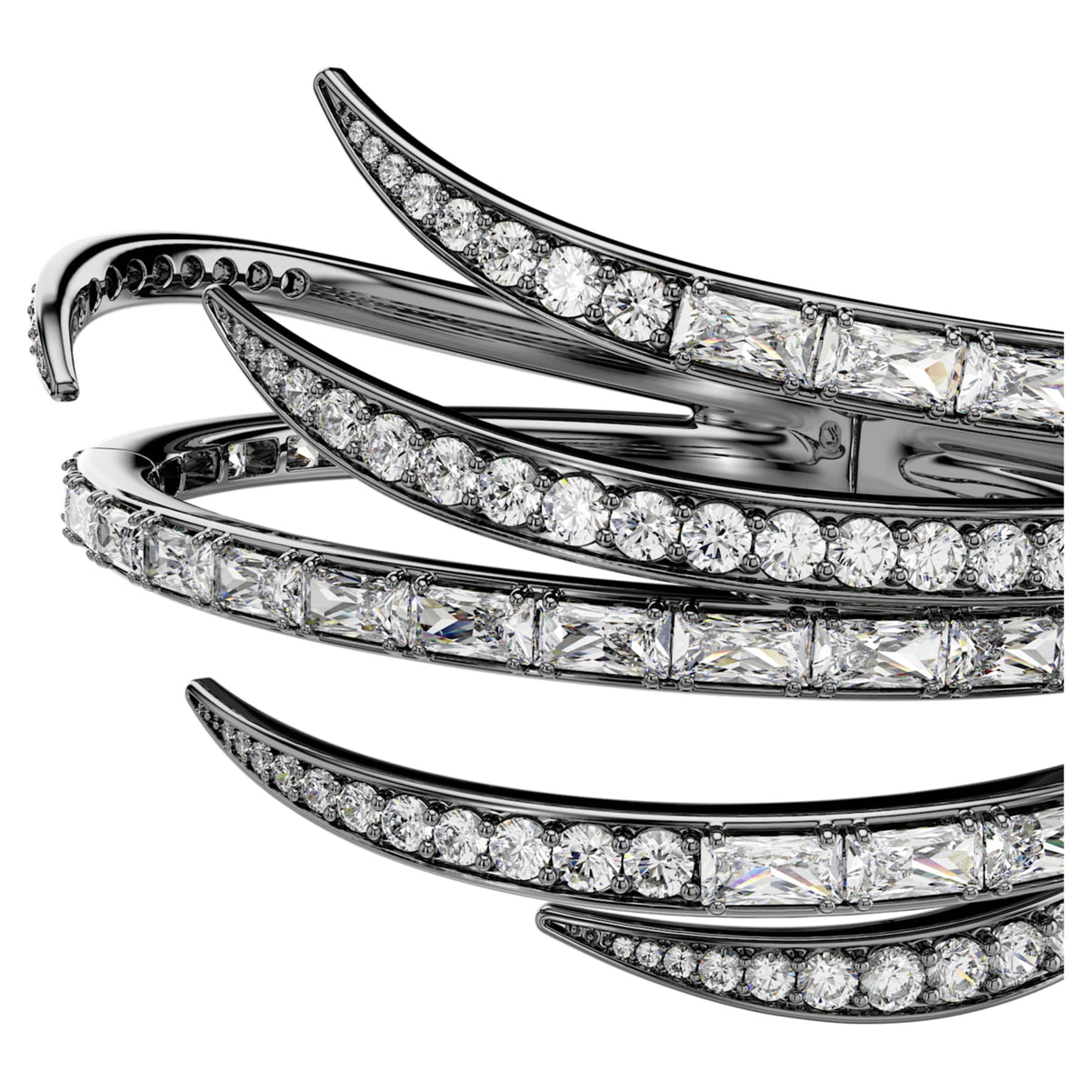 Swarovski The Vienna Collection bangle Feather, White, Ruthenium plated
