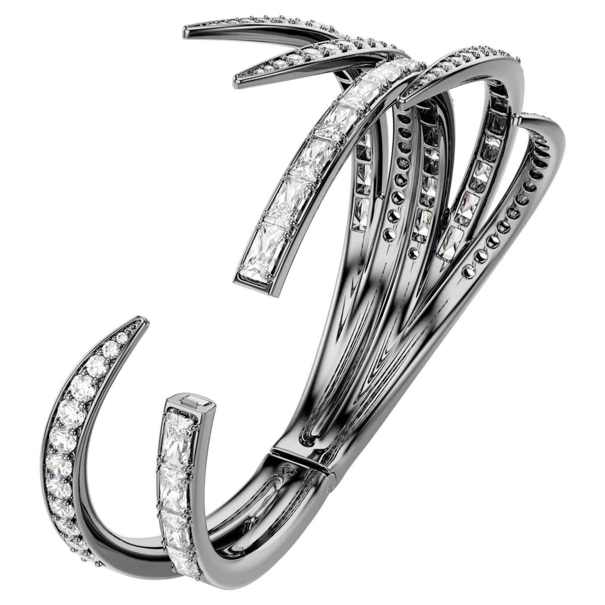 Swarovski The Vienna Collection bangle Feather, White, Ruthenium plated