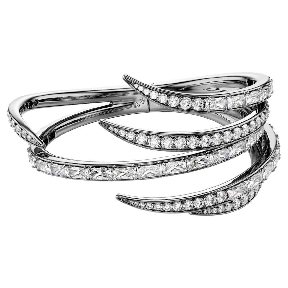 Swarovski The Vienna Collection bangle Feather, White, Ruthenium plated
