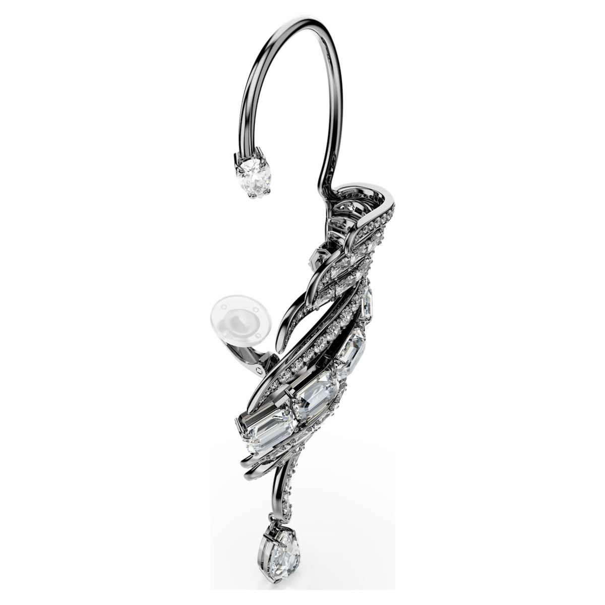 Swarovski The Vienna Collection ear cuffs Feather, Large, White, Ruthenium plated
