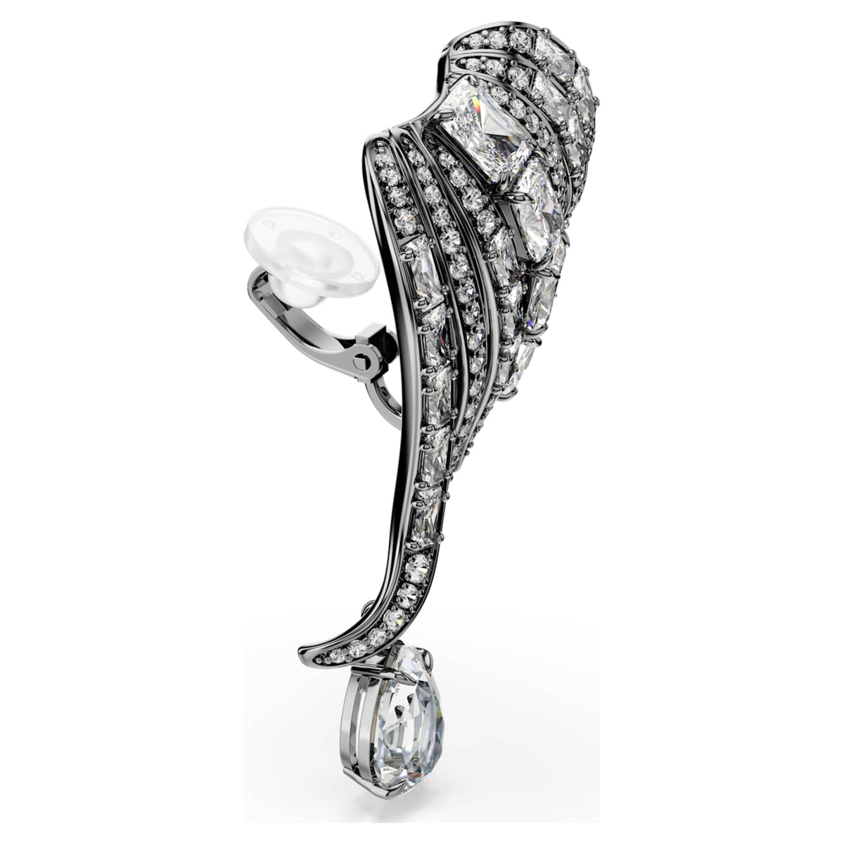 Swarovski The Vienna Collection ear cuffs Feather, White, Ruthenium plated