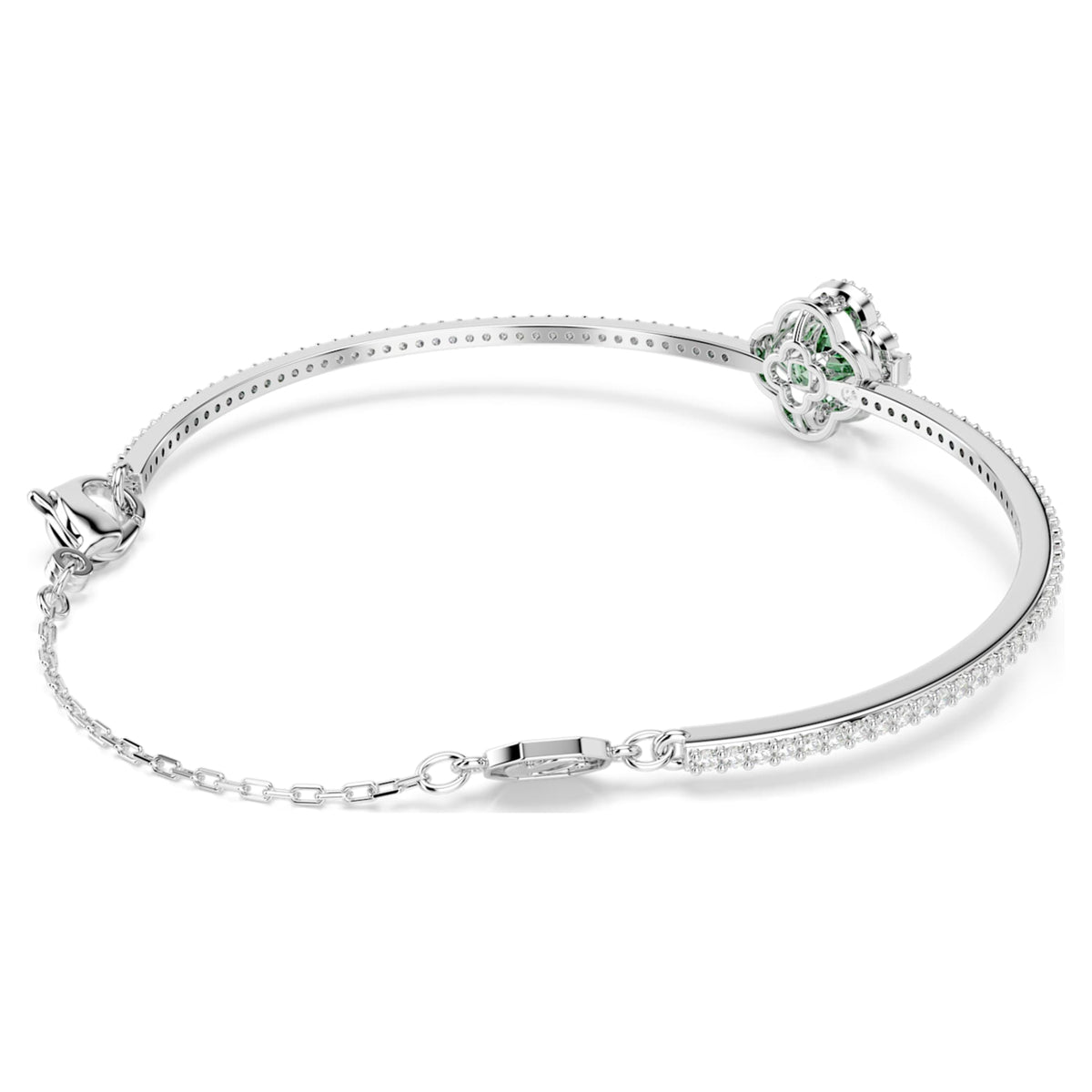 Swarovski Una Angelic bangle with green mixed-cut accents and rhodium plating