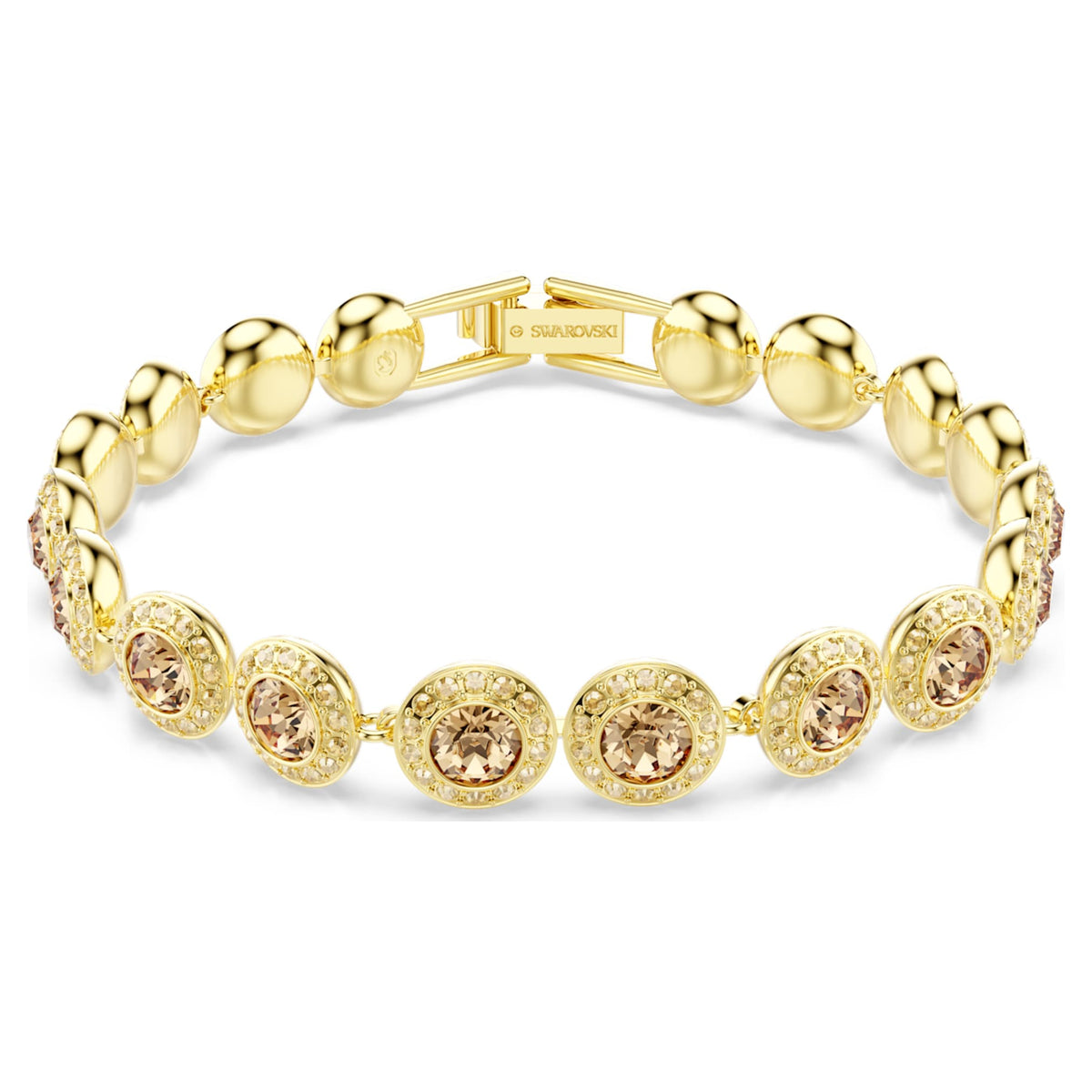 Swarovski Una Angelic bracelet Round cut, Caramel, 18K gold finish