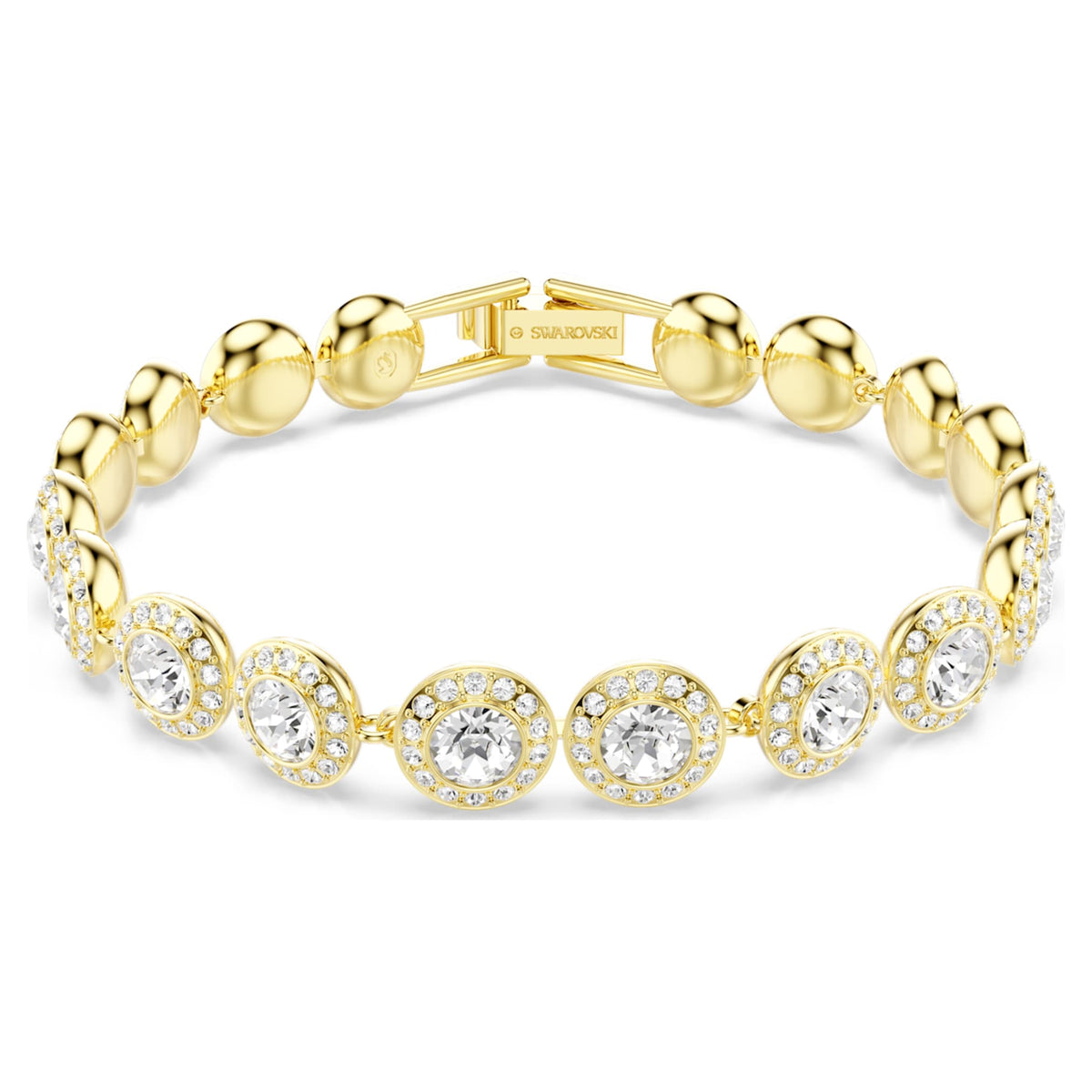 Swarovski Una Angelic bracelet Round cut, Pavé, Medium, White, 18K gold finish