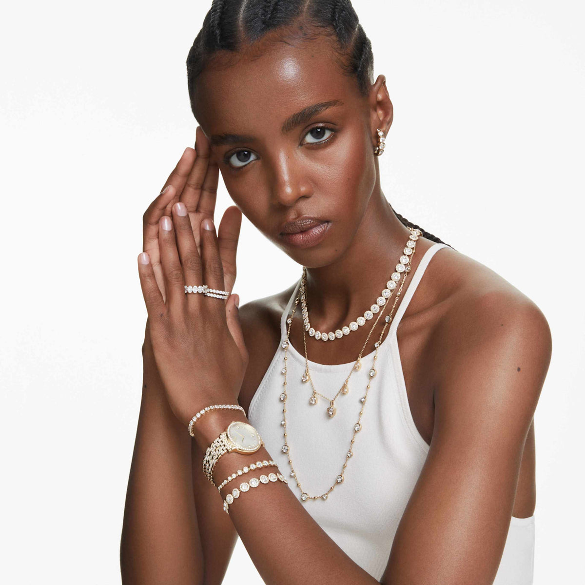 Swarovski Una Angelic bracelet with white round-cut accents and rhodium plating