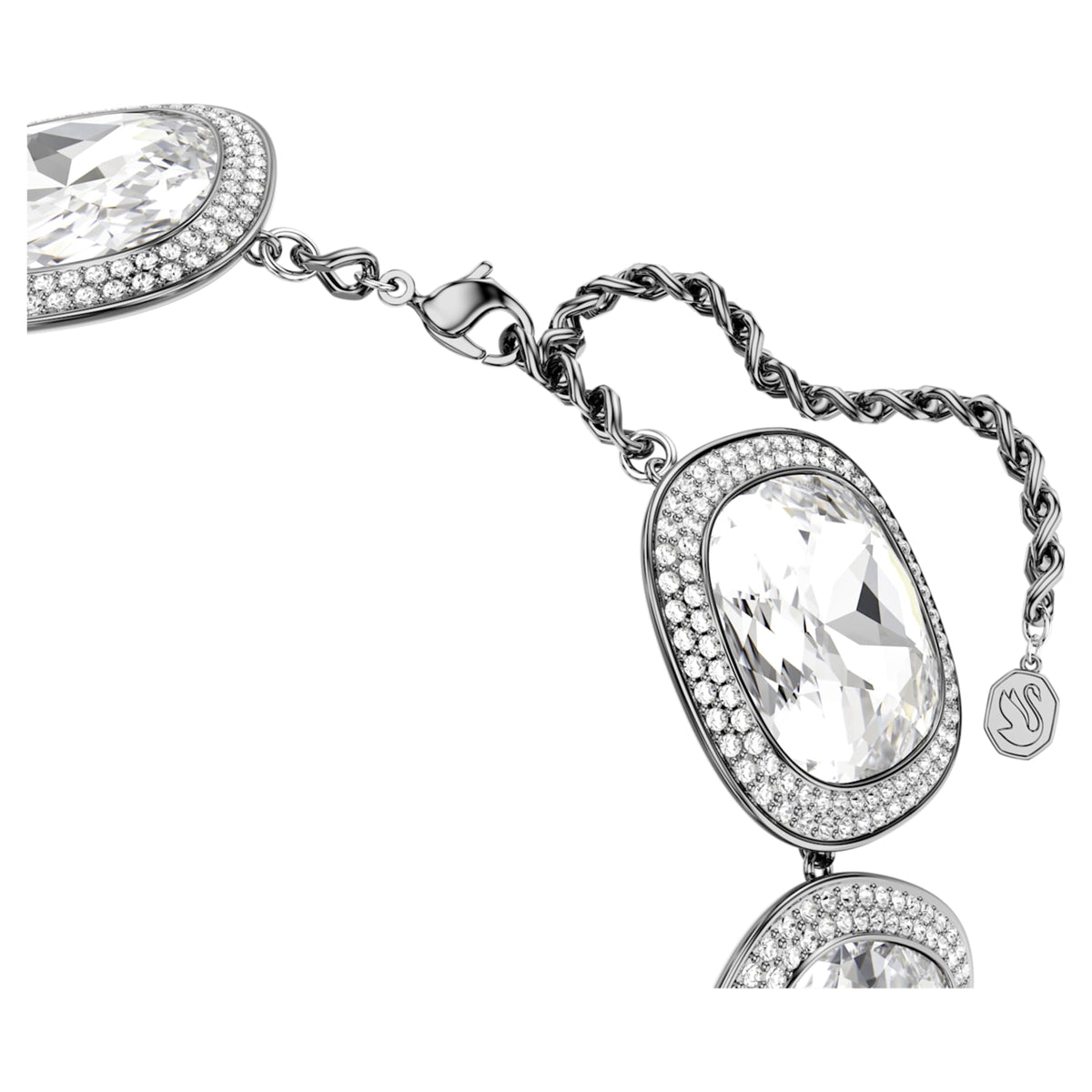 Swarovski Una Angelic choker with white cushion-cut accents and ruthenium plating