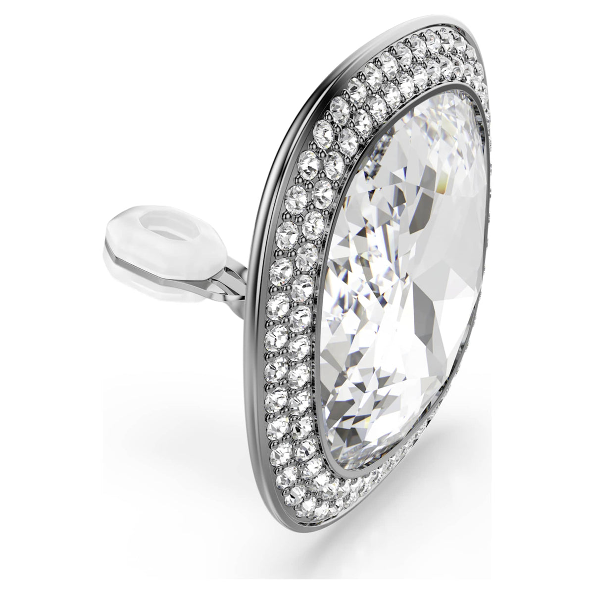 Swarovski Una Angelic clip earrings with white cushion-cut accents and ruthenium plating
