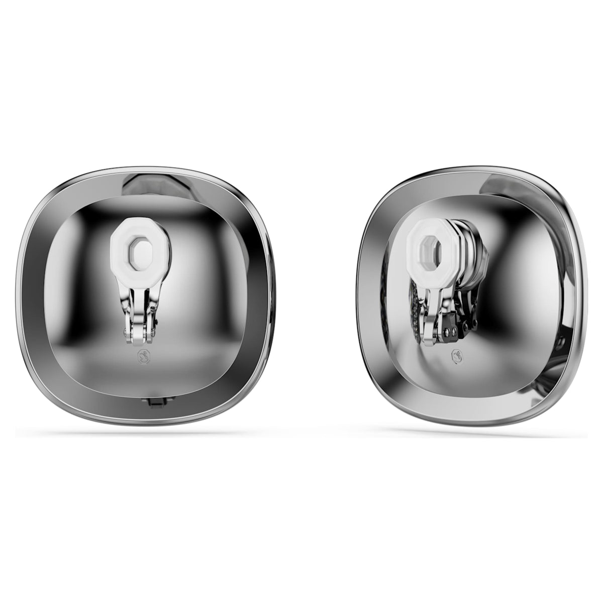 Swarovski Una Angelic clip earrings with white cushion-cut accents and ruthenium plating